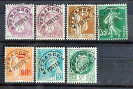 FRANCE 1926–1942: 7 timbres préoblitérés */**