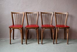 Chaises bistrot Baumann en bois et skaï rouge