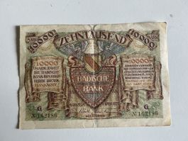 Banknote Badische Bank 10000 Mark 1921 guter Zustand