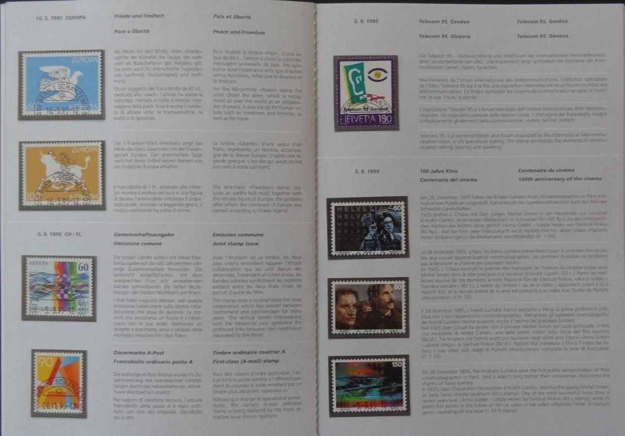 Tutti i francobolli: 1995 Jahrbuch Ersttagsstempel – Usato da Eggersriet venduto da stamp303 3