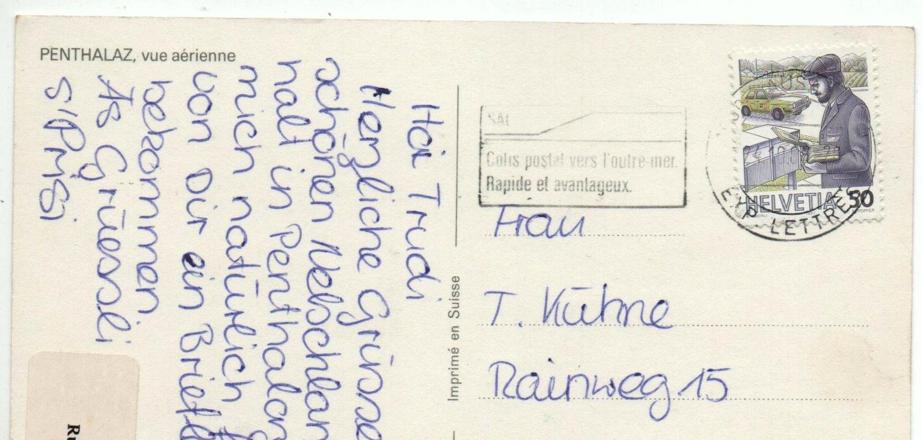 Ansichtskarten: PENTHALAZ vue aérienne – Gebraucht aus Jona von philajona 1