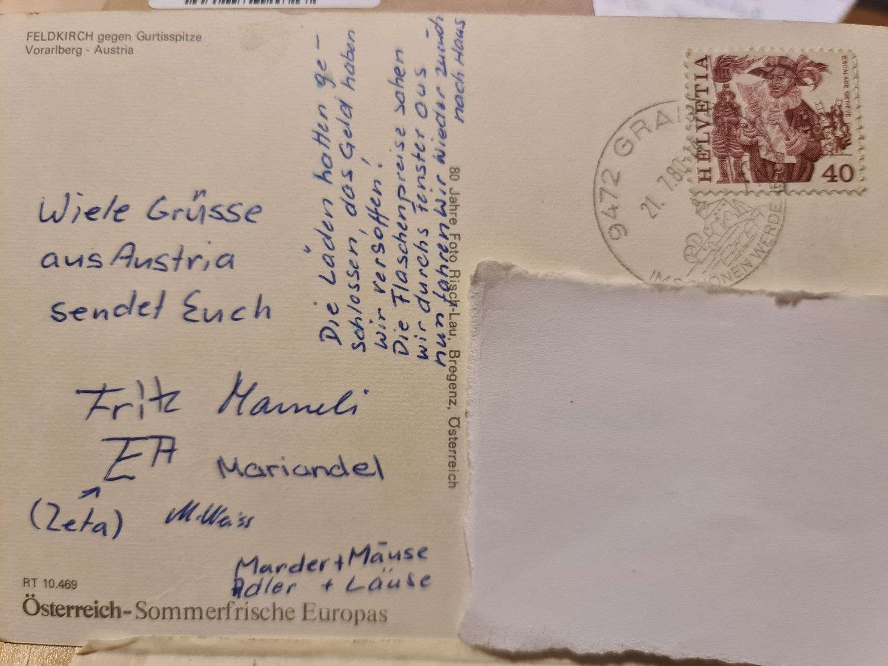 Cartoline postali: Ansichtskarte Feldkirch Voralberg – Usato da Dintikon venduto da Vexi 1