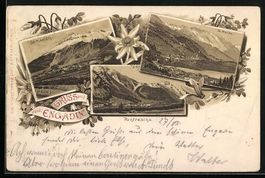 Litho Pontresina /Engadin, Panorama, Sam
