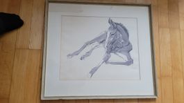 Fritz Hug  Skizze Pferd und Aquarell? Pferd signiert