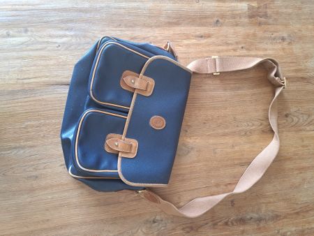 TRUSSARDI Vintage Umhängetasche dunkelblau Leder