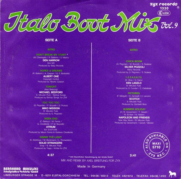 Vinyles: Italo Boot Mix Vol. 9 - 7" – D'occasion à Steinhausen par Vilivinili 1