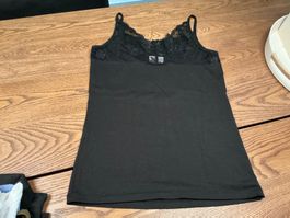 Damen Spaghettiträger Top schwarz mit Spitze neu Gr.38