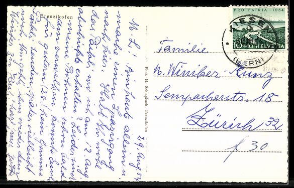Cartoline postali: AK Brenzikofen, Ort mit Kirche und Feldern – Usato da Berlin venduto da bartko-reher 1