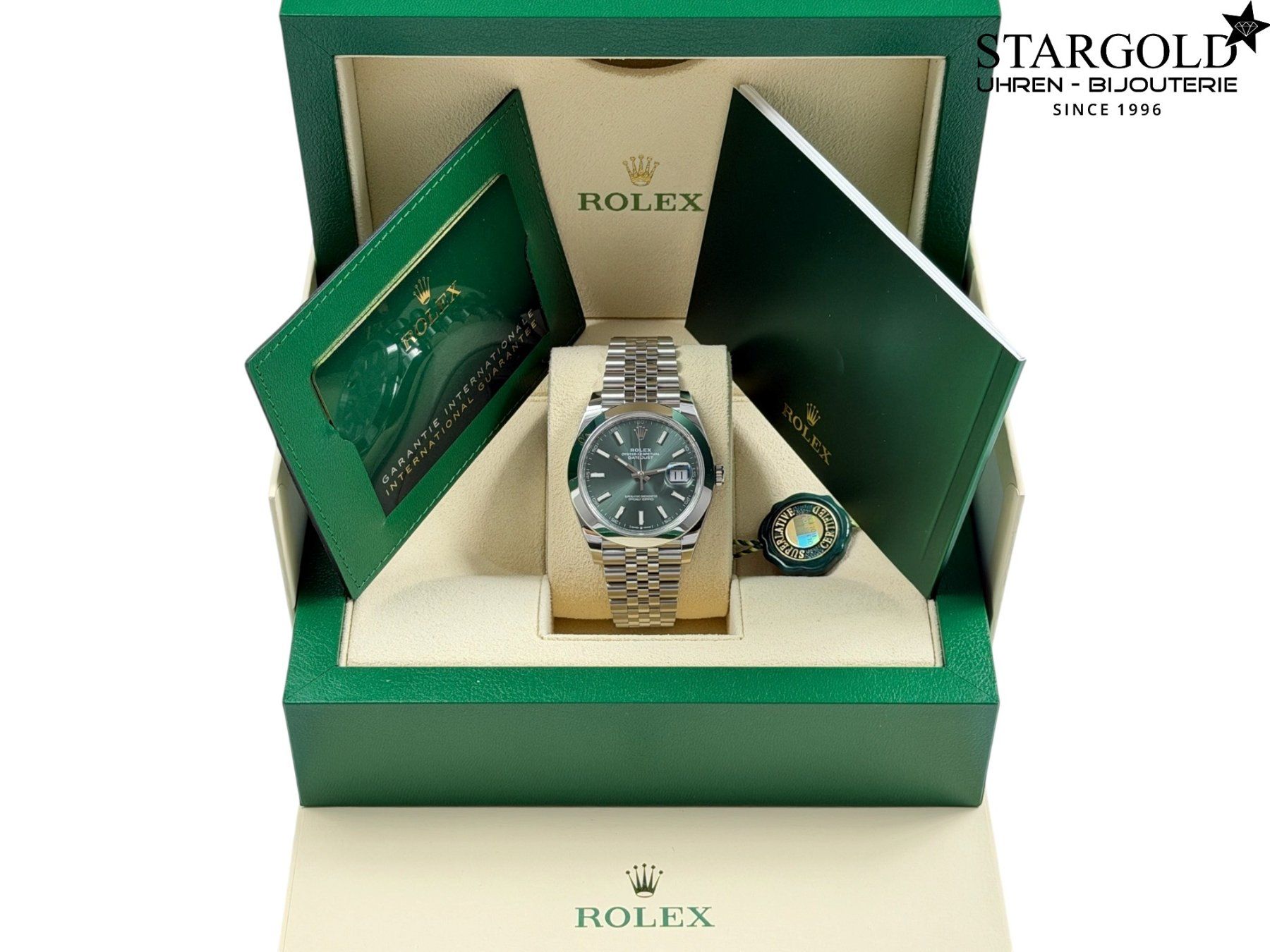 Rolex Uhren: Rolex Datejust 41 Grün - 126300 – Neu und originalverpackt aus Zürich von Stargold-Uhren 1