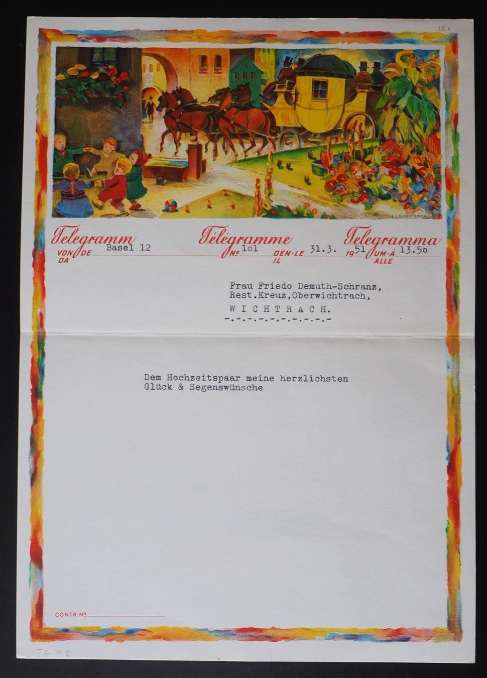 Alle Briefmarken: 1951 Telegramm Pro Juventute + Umschlag – Neu und originalverpackt aus Zürich von Alain-Phila 1