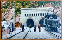 AK:  Tunnel du Simplon à Iselle, Belle carte animée