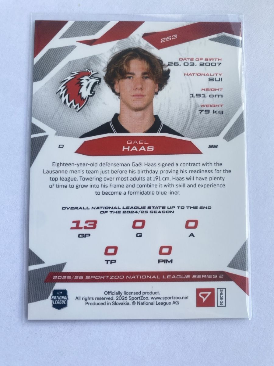 Sportzoo Carte collezionabili: NLA 2025/26 - Gael Haas 28/D – Nuovo (secondo la descrizione) da Winterthur venduto da SeanTrieb 1