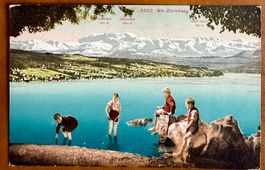 Zürichsee - Enfants jouent au bord du Lac 1927