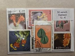 50 verschiedene Kakteen Briefmarken, Top Zustand!🌵