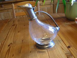 Antike Dekantier Karaffe a. Zinn u. Glas(Entenform),Weinkrug
