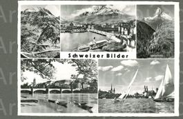 AK sw Schweizer Bilder 5-Bild Gotthard,LU,BS,ZH Matterhorn