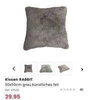 2 x NEUE Zierkissen grau Rabbit