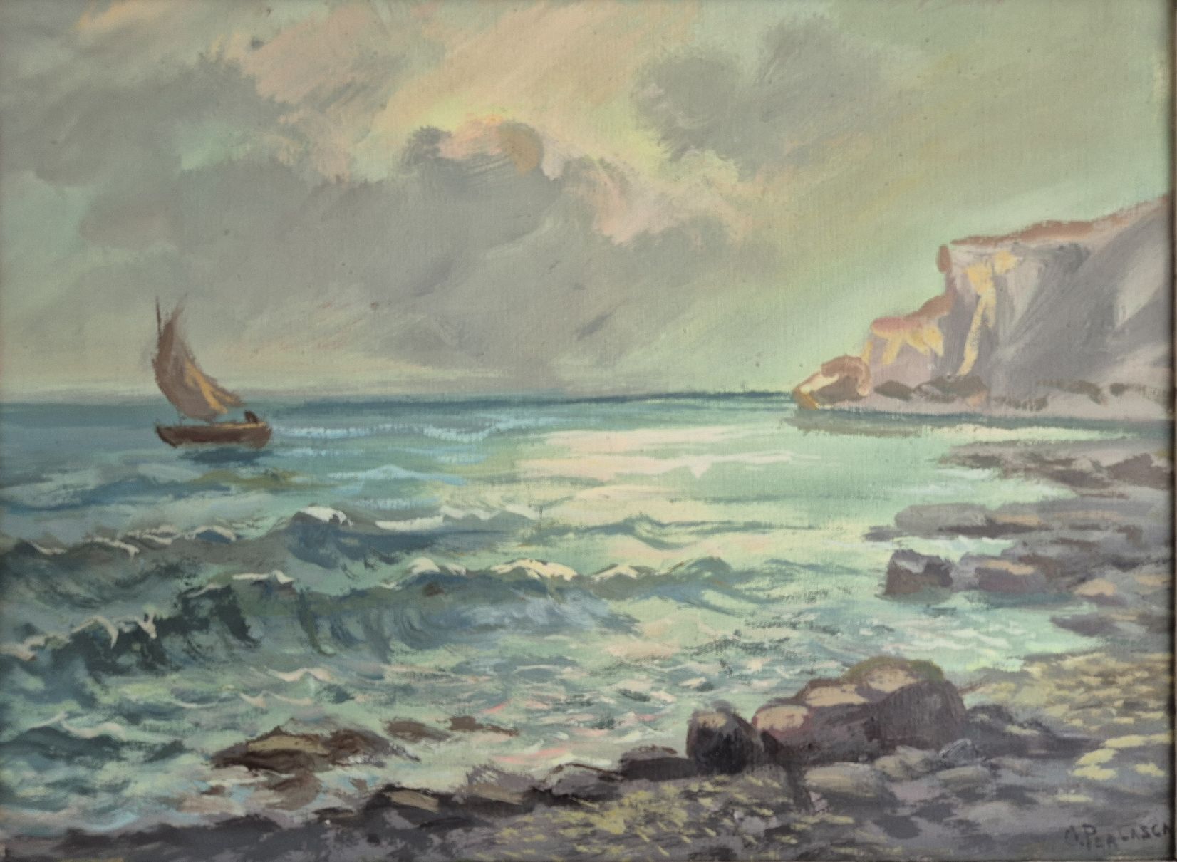Dipinti: Otto Perlasca "costa ligure" tableau marine Morcote – Usato da Tramelan venduto da La_mine_d_art 2