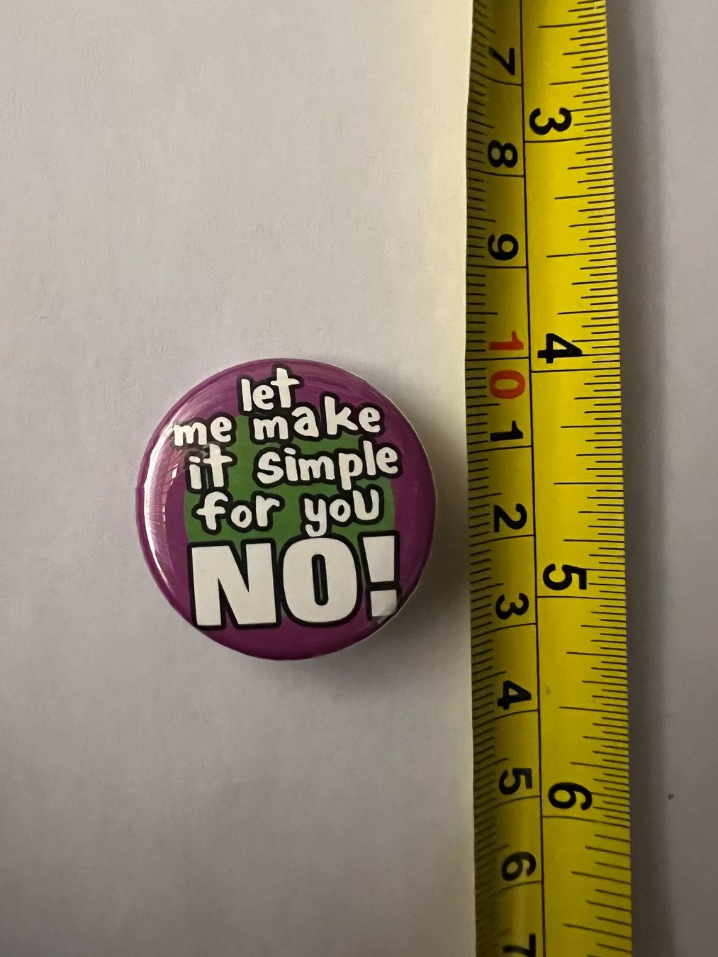 Spille & Fermagli: Button «let me make it simple for you NO!» – Usato da Zürich venduto da rigani 1