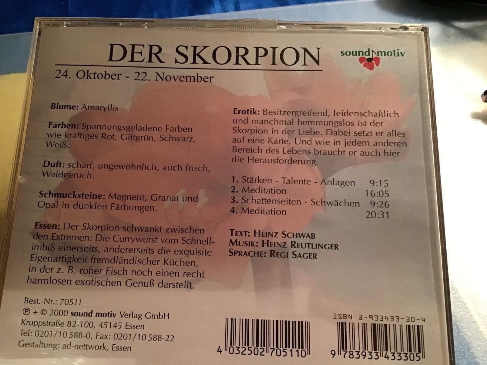 CD: Der Skorpion  24.10. - 22.11. – Usato da Thierachern venduto da sweden08 1