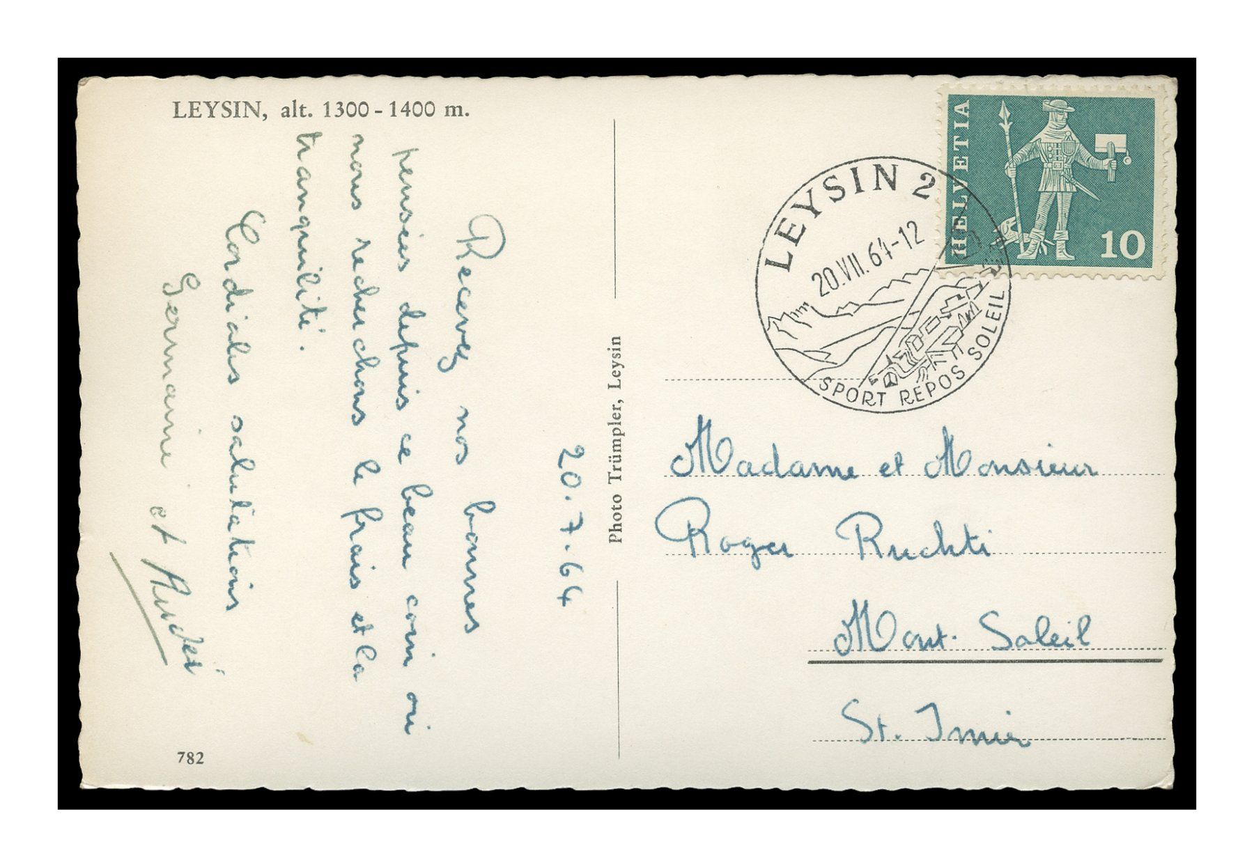 Cartes postales: LEYSIN - 1964 "Vue Générale" – D'occasion à Onex par Lagorel01 1