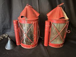 Set of 2 Vintage Swiss Army Red Lanterns