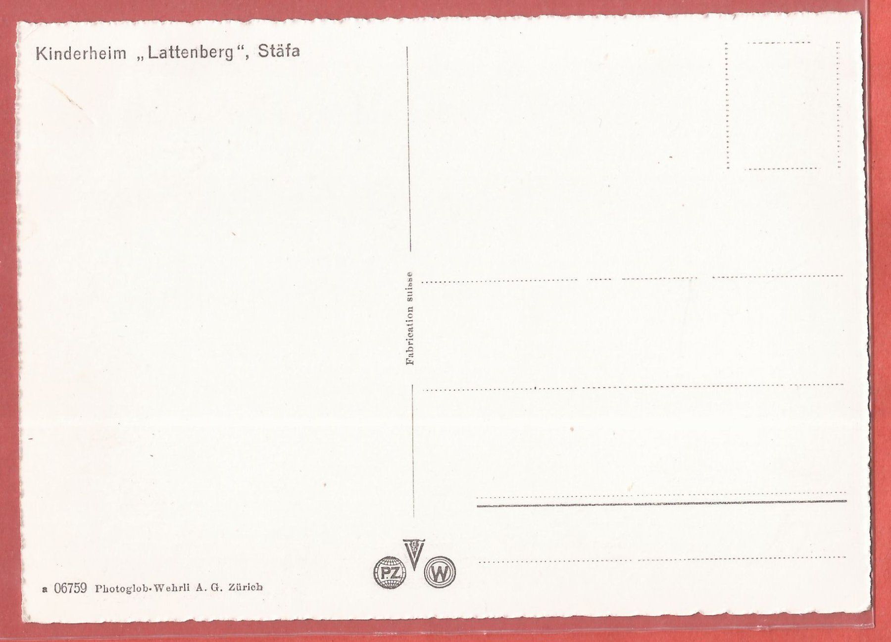 Ansichtskarten: Stäfa - Kinderheim Lattenberg - ca. 1950 – Gebraucht aus Fislisbach von Porano 1
