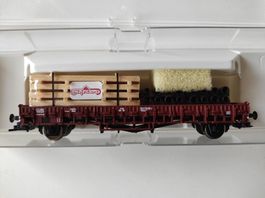 Flachwagen der DB mit Rohren und Holz von Fleischmann H0, GS