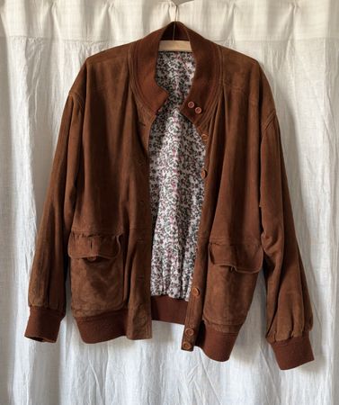 Vintage Bomberjacke, Wildleder, Gr. 34-40