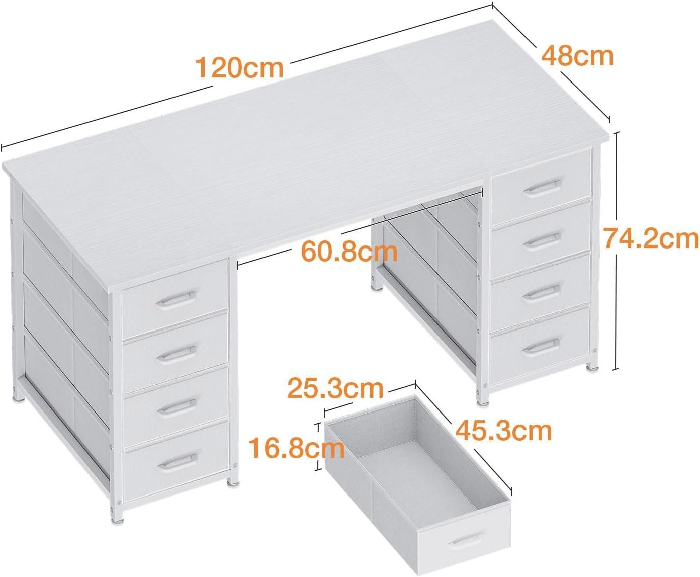 Schreibtische: Schreibtisch mit 8 Schubladen Computertisch Weiss 120cm – Neu und originalverpackt aus Schaffhausen von tra_6j5m 2