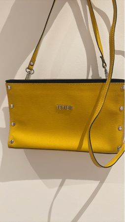 💛Texier Gelbe Handtasche Clutch Umhängetasche wie NEU!