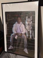 Plakat Luciano Rapper mit Wolf im Rahmen Handsigniert 