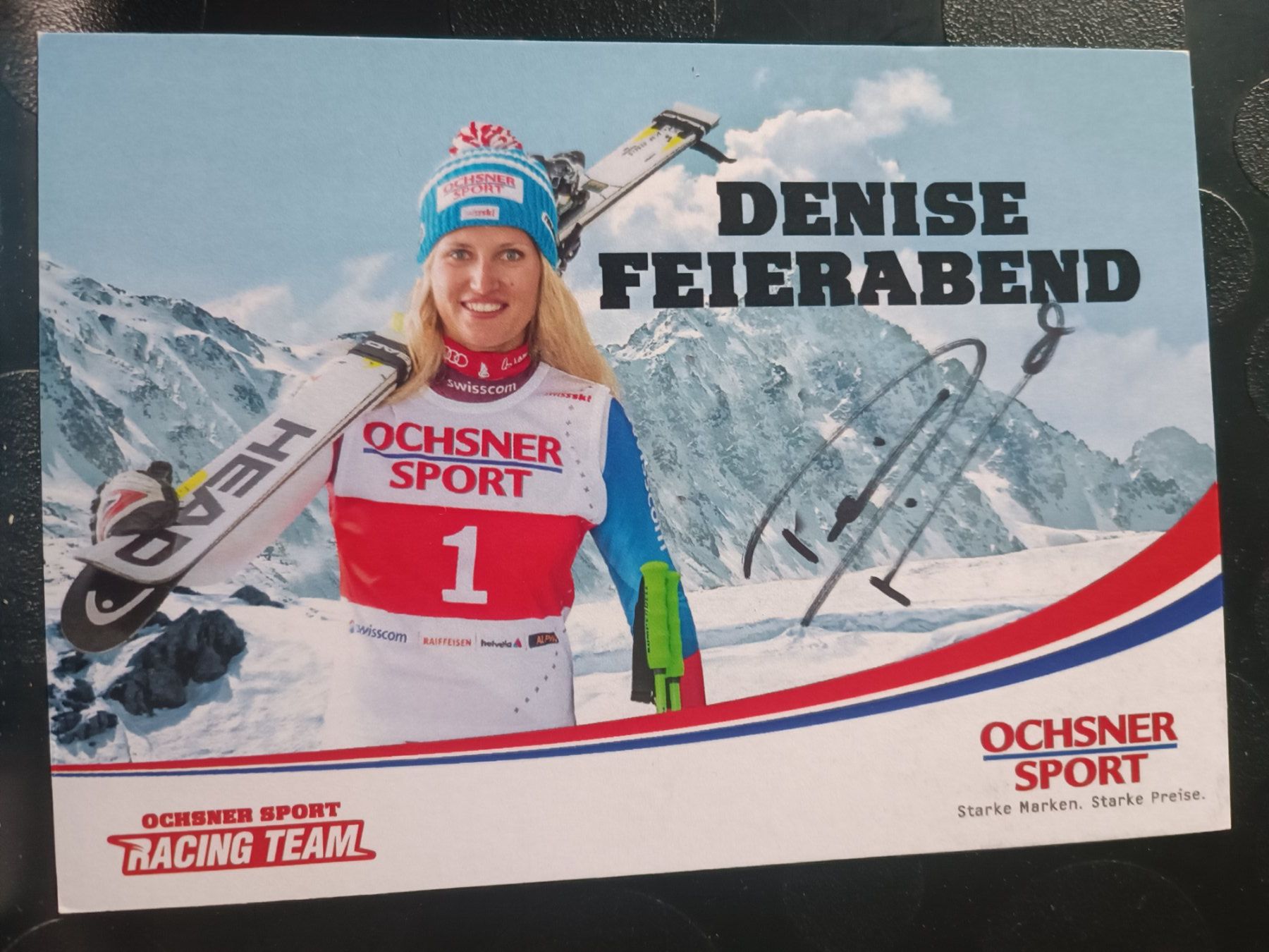 Autografi: Denise Feierabend - handsignierte alte Karte - Ski – Usato da Menziken venduto da Artographs