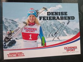 Denise Feierabend - handsignierte alte Karte - Ski