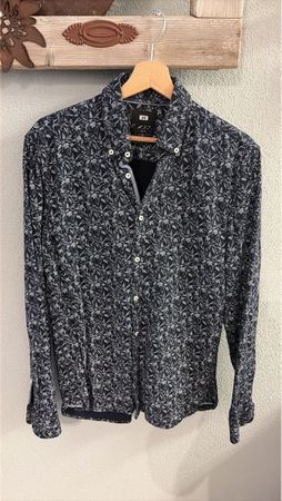 Herren Hemd dunkelblau gemustert Grösse M slim fit