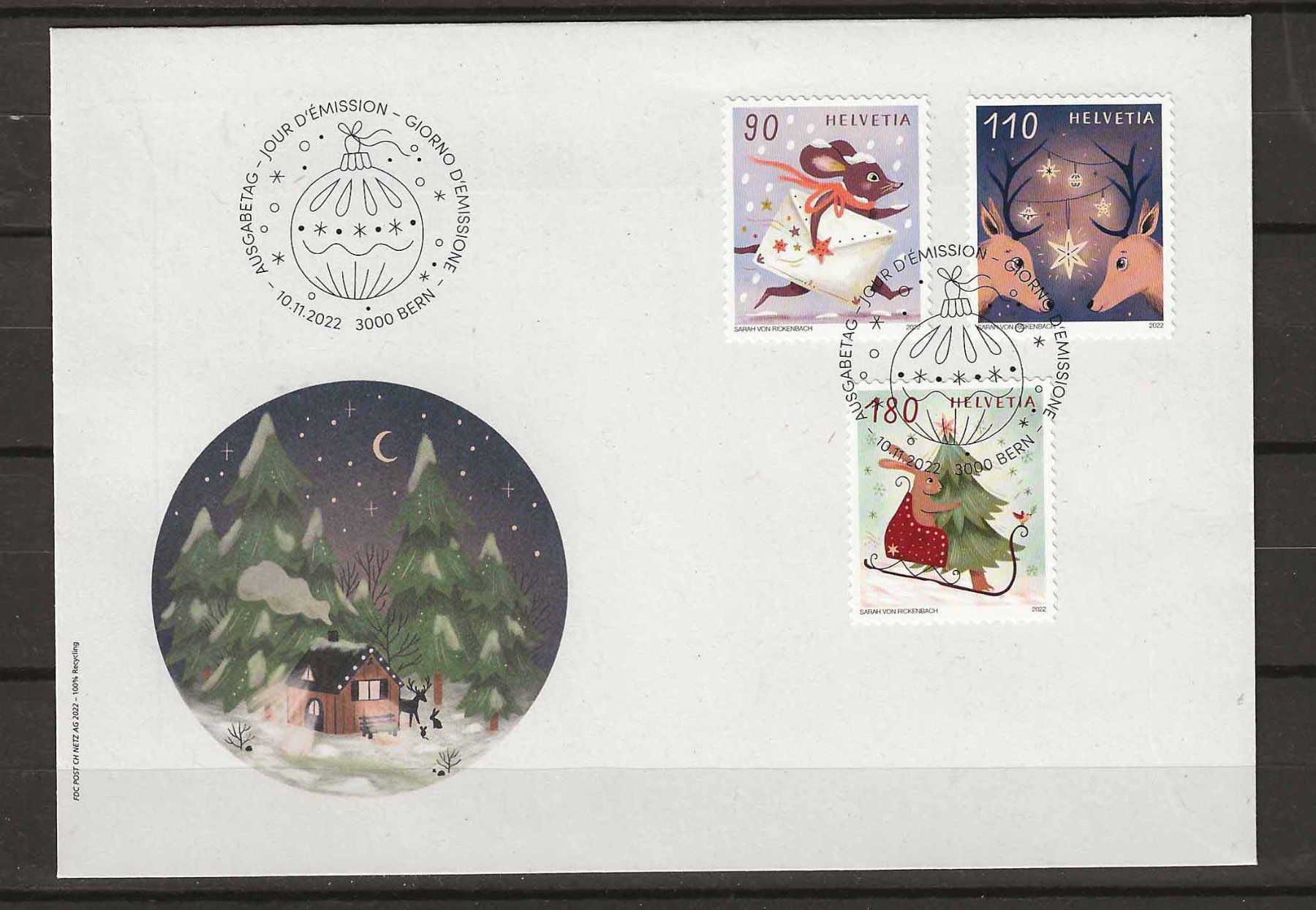 Tutti i francobolli: F1927 - FDC Salutations festives 2022 – Usato da Trélex venduto da Phil_Albert