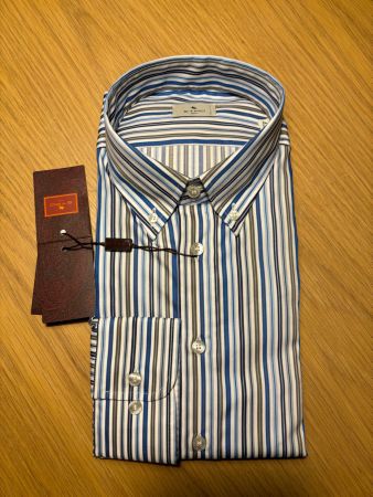 ETRO Milano Hemd Herren 42 blau weiss originalverpackt