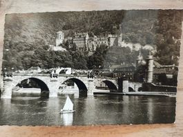Historische Echtfoto Postkarte Heidelberg und alte Brücke 