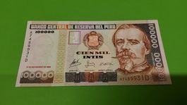 Peruanische 100000 Intis Banknote, Top , Sammler!1988