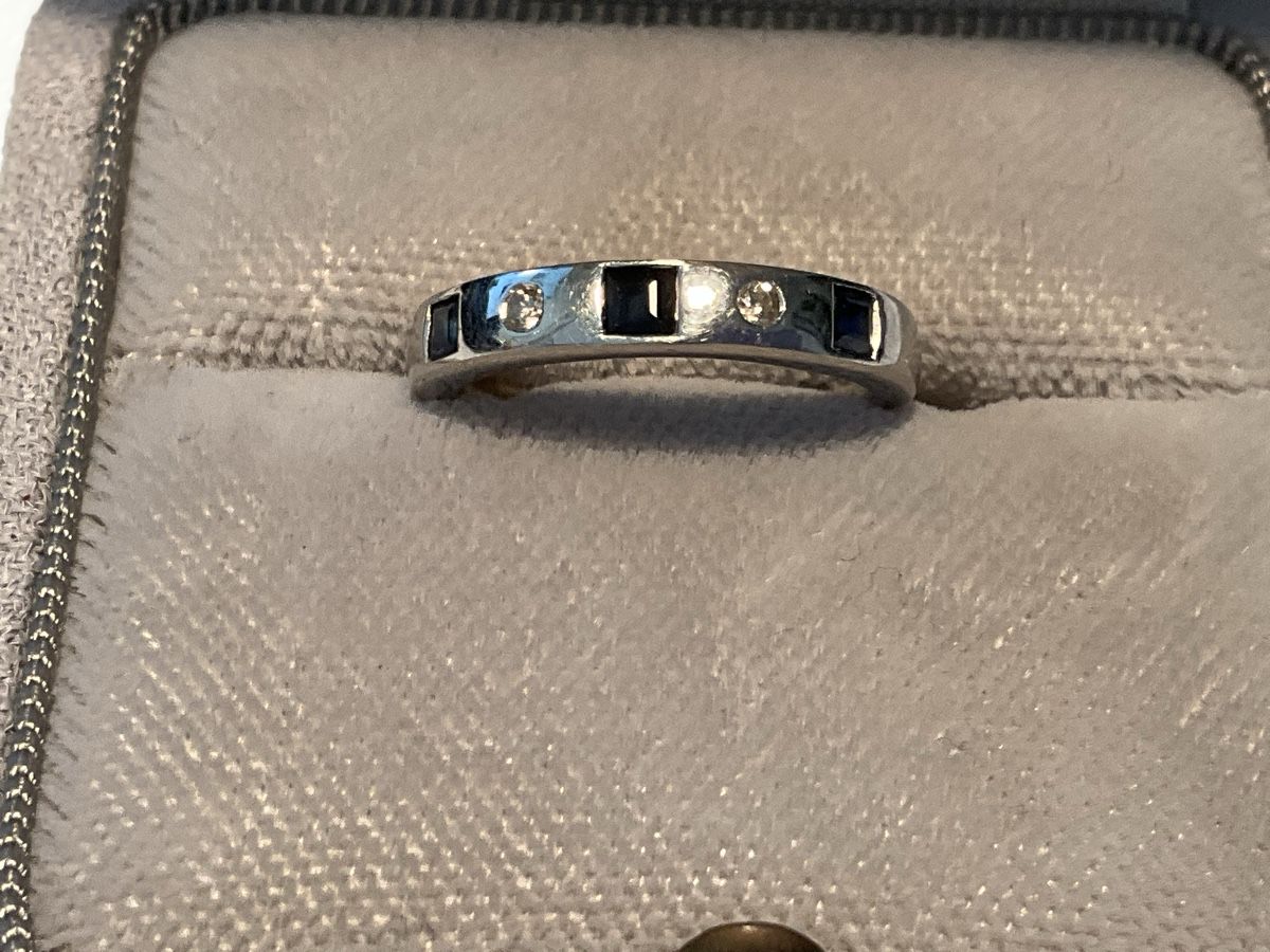 Ringe: 18K Weissgold Ring Saphir und Brillant – Gebraucht aus Kloten von Sakura10
