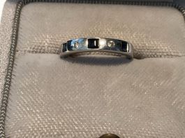 18K Weissgold Ring Saphir und Brillant