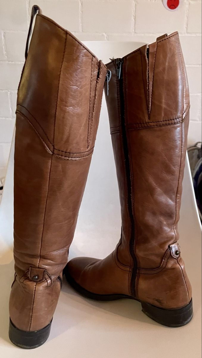 Scarpe da donna: Cognac-farbene Lederstiefel, Grösse 37 – Usato da Dinhard venduto da Zoar7 1