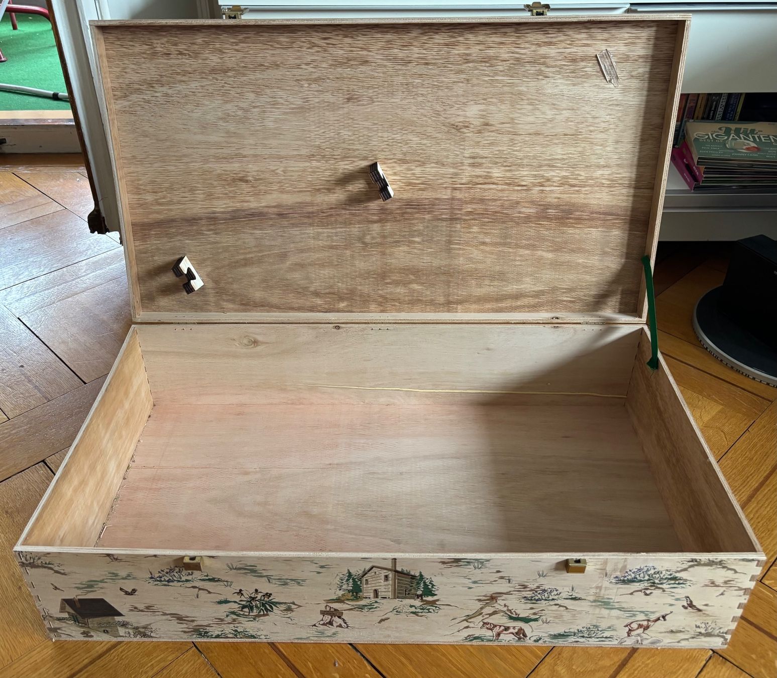 Transportkisten: Holzbox Motiv Bergtiere mit Deckel – Neu (gemäss Beschreibung) aus Genève von Livsonman 1