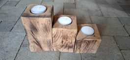 Holz Kerzenständer Set 3 Stk. rustikal guter Zustand