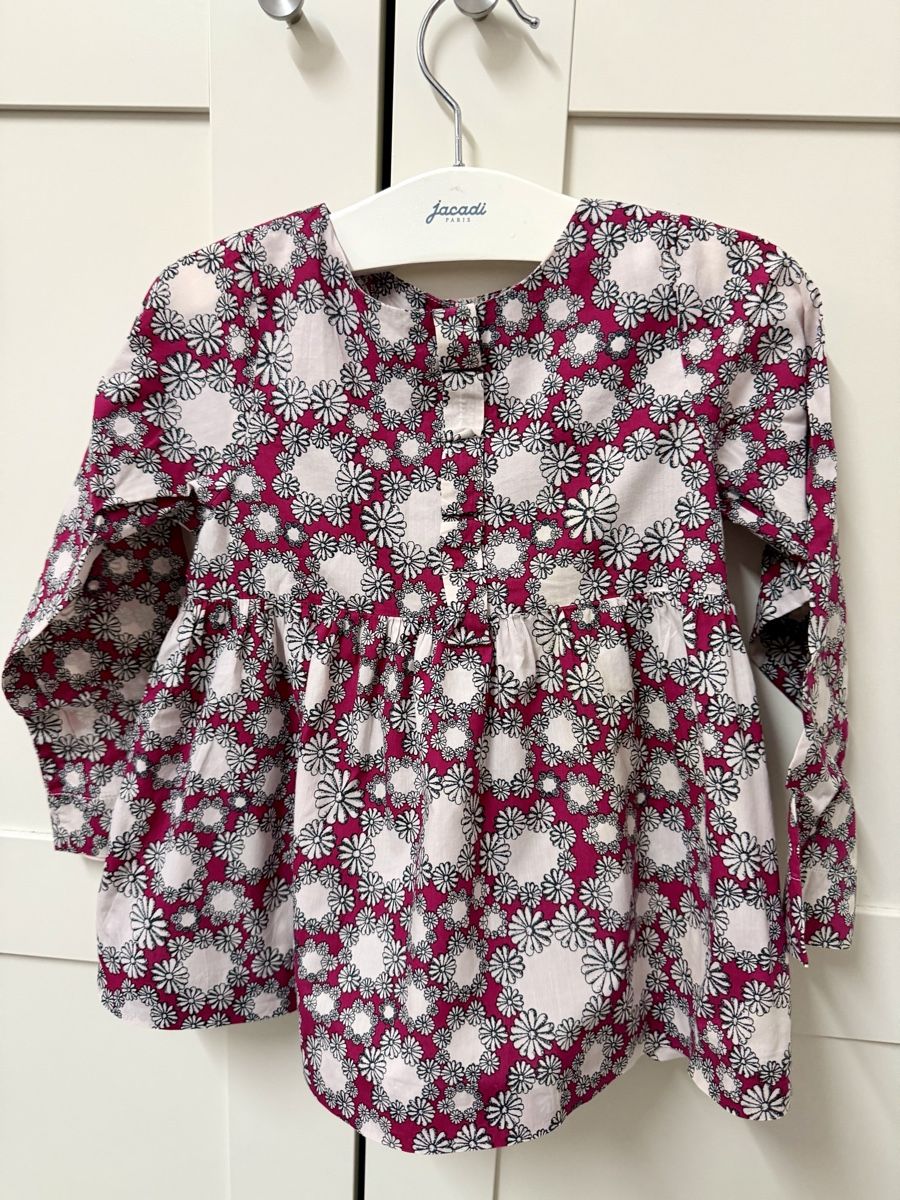 Jacadi Camicette, T-shirt & Top: Jacadi Paris Bluse, Gr. 4A, Blumenmuster – Usato da Riehen venduto da kat_cx85