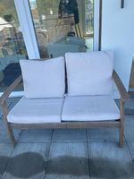 Outdoor Wooden Sofa & Footstool Set with Cushions
