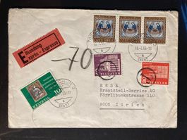 Schweiz 1966 Eilbrief 3x30 PP Nachporto 30+40 Chur Zürich