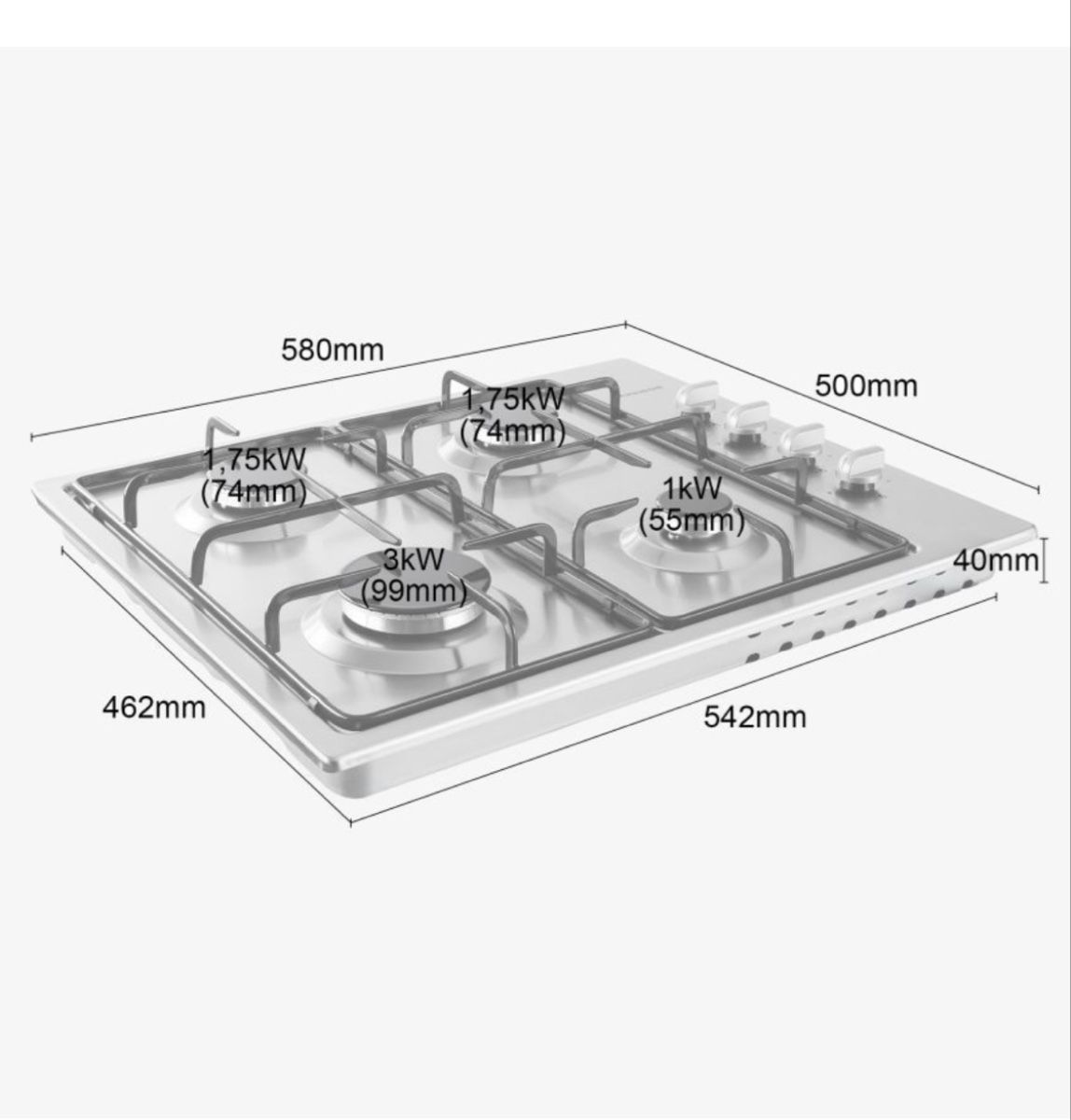 Elettrodomestici da cucina: Gaskochfeld 58cm 4 Brenner – Nuovo (secondo la descrizione) da Spreitenbach venduto da SamLagerOutlet 3