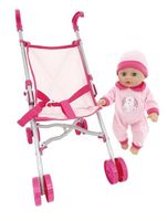 Puppe 36 cm mit Buggy