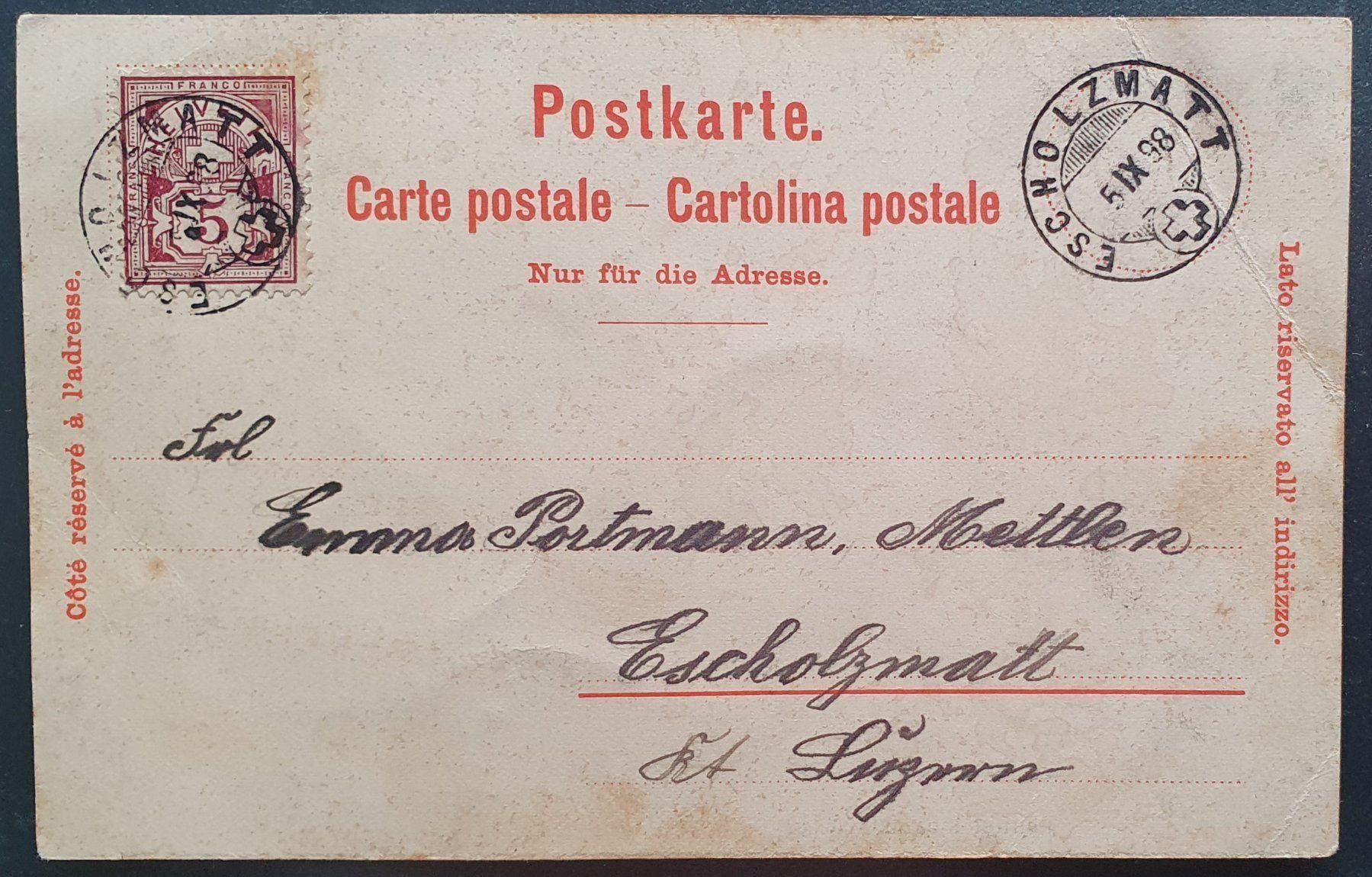 Cartoline postali: Gruss aus Langnau 1898 – Usato da Kreuzlingen venduto da Rschweiz1 1